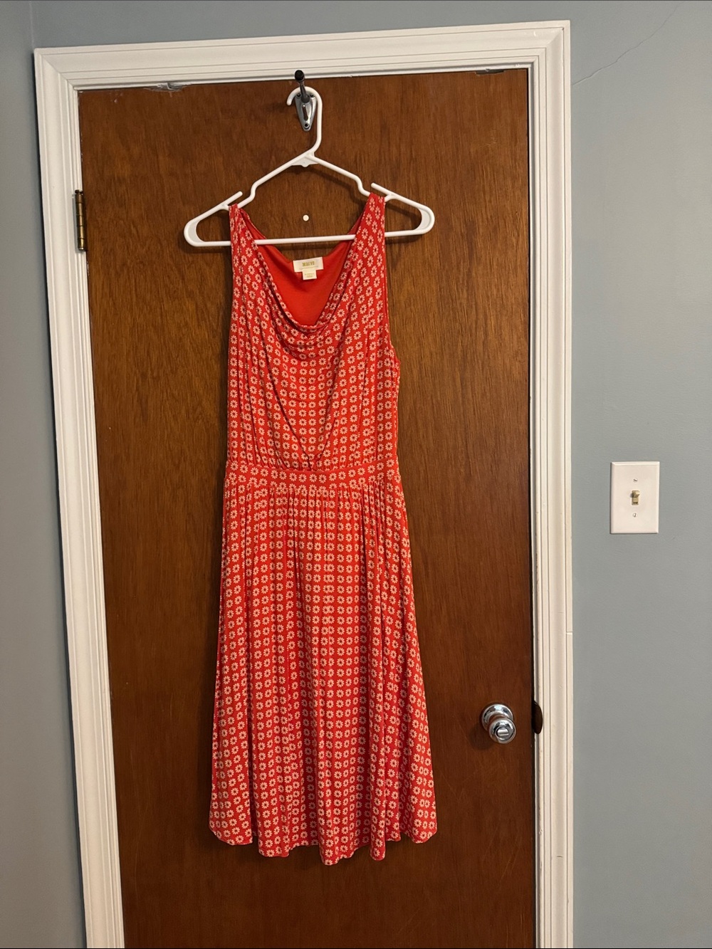 Maeve XS Red Floral Sleeveless Cowl Neck Dress
